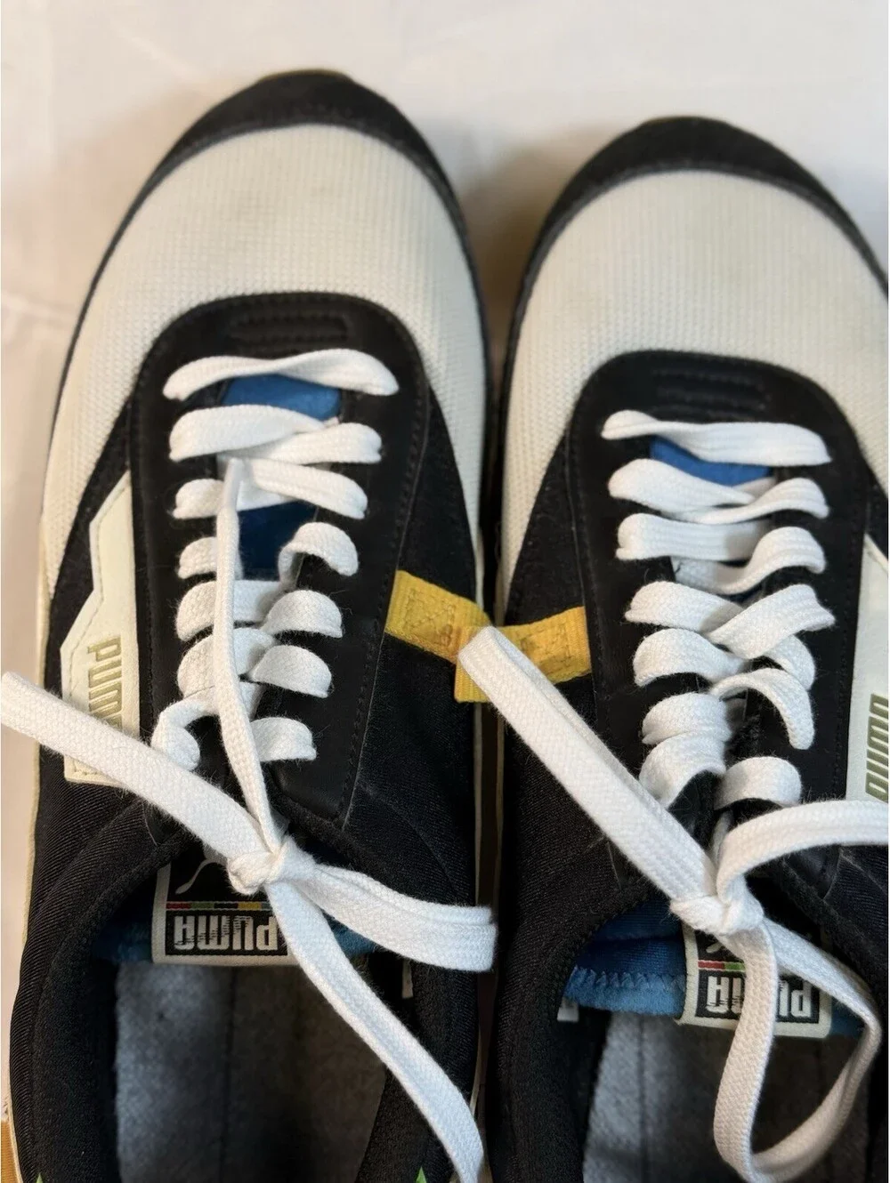 Puma Men's Future Rider WH Casual Sneakers Mesh Black White Blue Size 9
